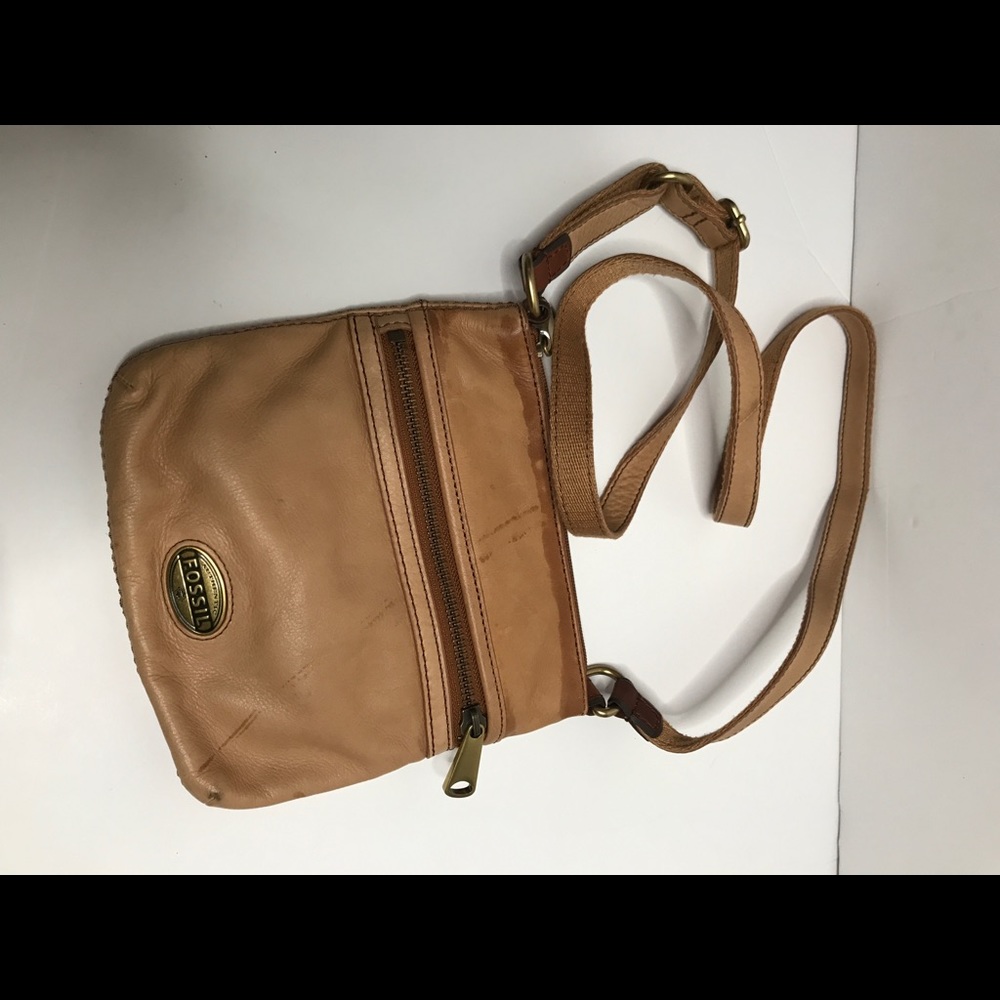Fossil Long Live Vintage Camel Cowhide Crossbody